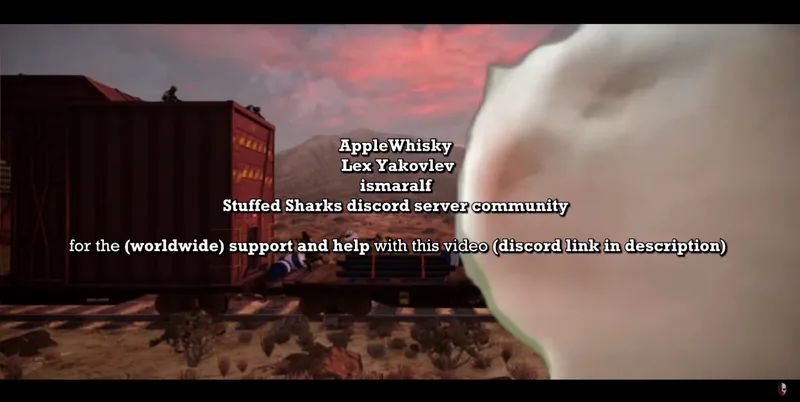 Video credits listing AppleWhisky, Lex Yakovlev, ismaralf and the Stuffed Sharks Discord community.