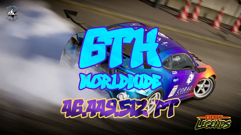 GRID Legends drift record thumbnail reading 6th worldwide, 46,449,512 points.
