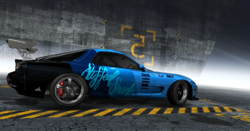 Lex Yakovlev's blue Mazda RX-7 with Nasty livery in NFS ProStreet.
